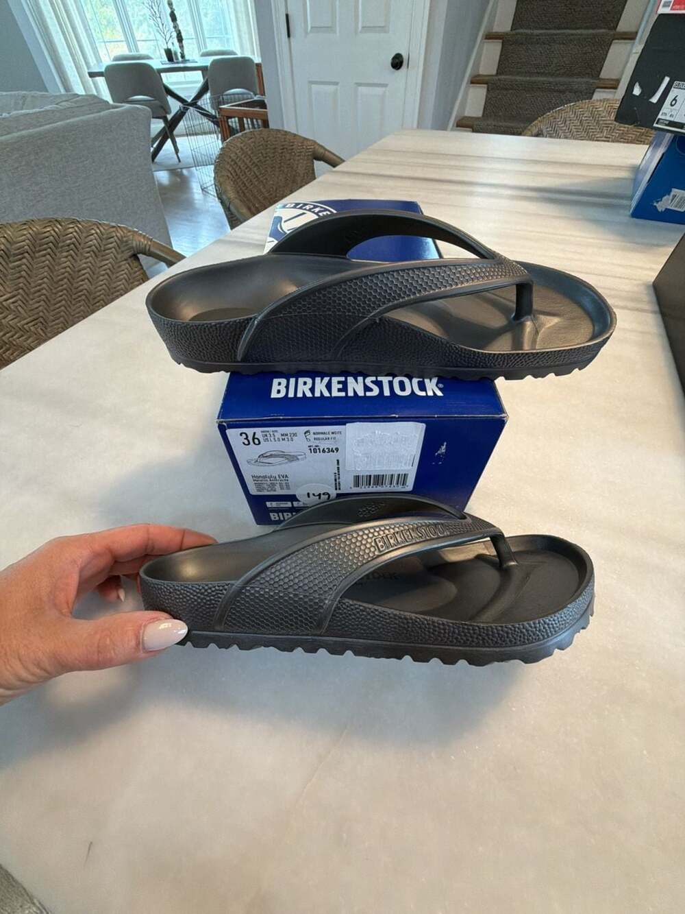 Birkenstock Honolulu EVA Thong Sandals Size W5 Metallic Anthracite